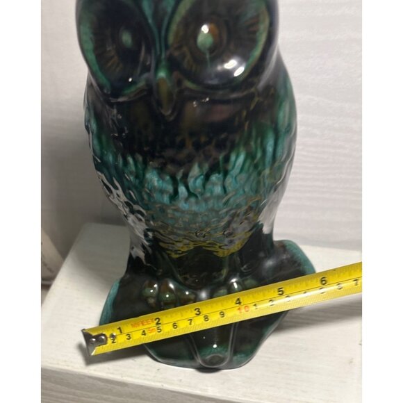 Blue Mountain Pottery Owl Ceramic Green Drip Glaze Vintage 10" Tall Canada Vtg - Picture 9 of 9